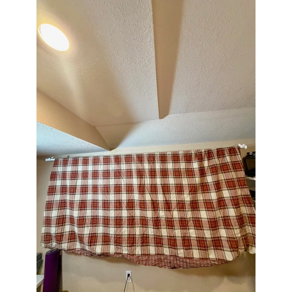 Eddie Bauer Home King Duvet Cover Reversible Red Tan Plaid Check Cotton Lodge‎